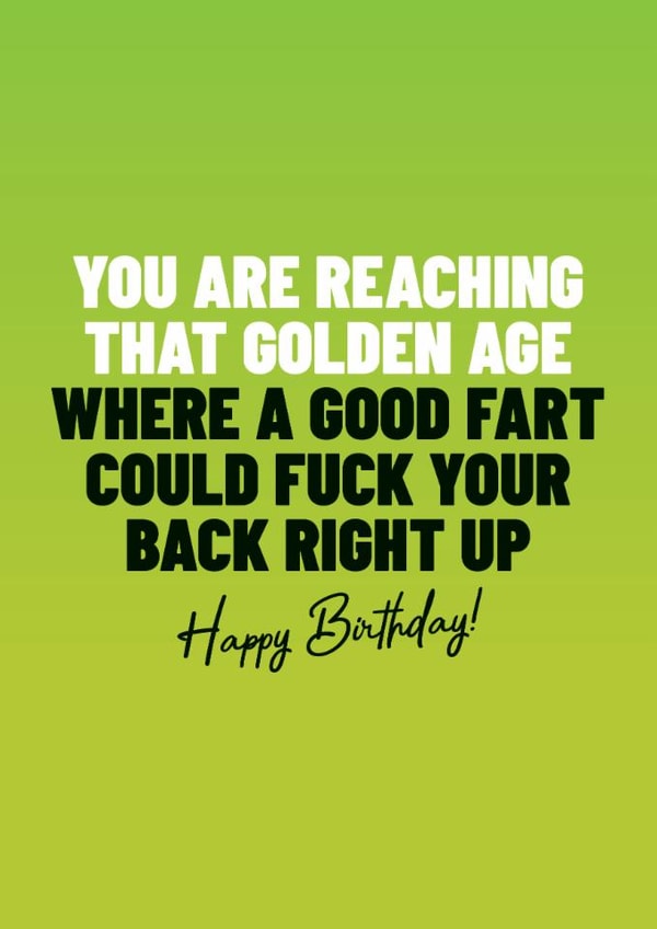 A funny birthday card for the flatulently challenged people in your life created by Peter De Wreede