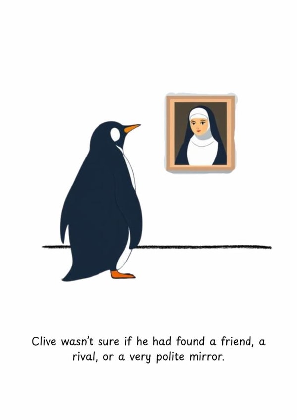 Funny Just Because Card - Penguin - Nun created by Ed Whyte