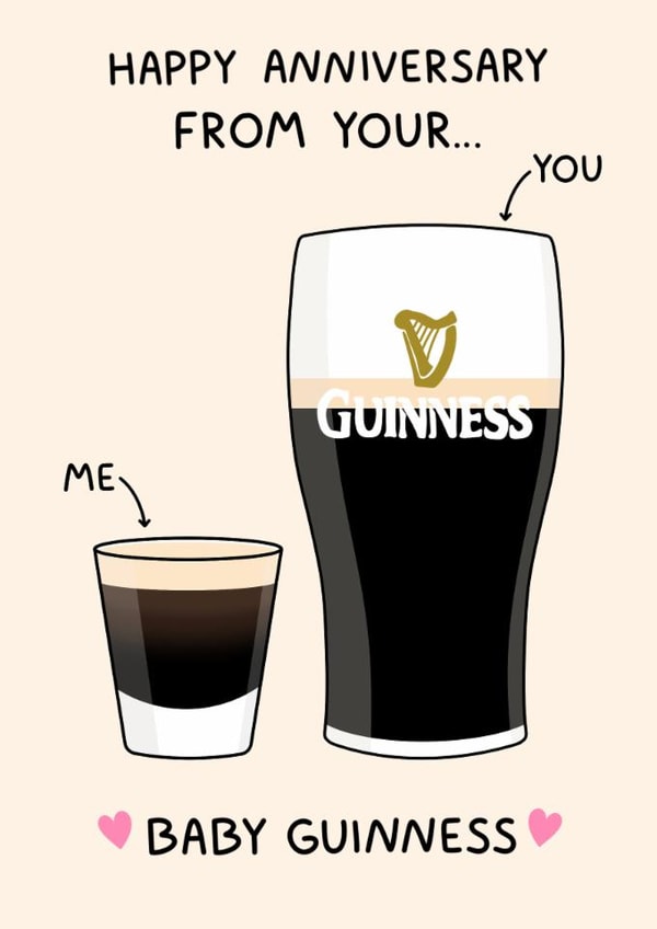 Cute Funny Baby Guinness Anniversary Card For Boyfriend - Guinness Lover created by YAWN DESIGNS
