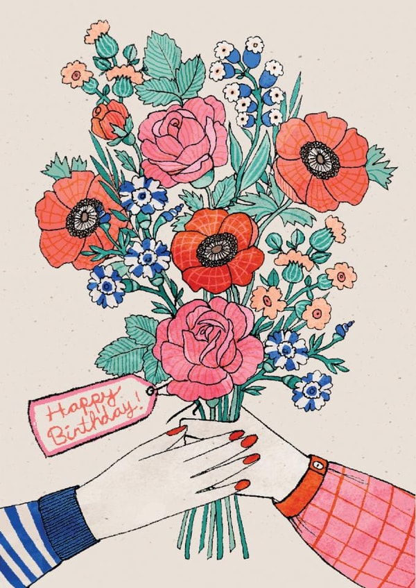 Pretty Birthday Card - Floral Bouquet created by THE PRINTED SQUARE STUDIO