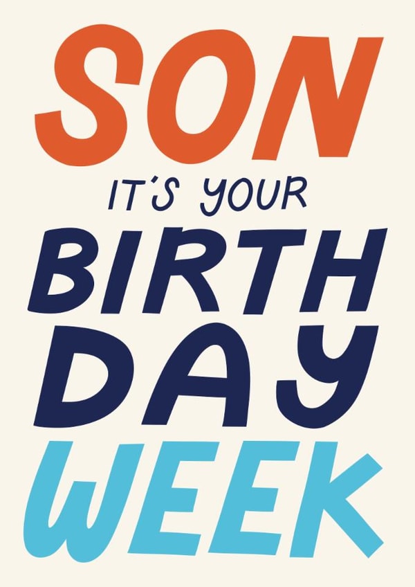 Classic Birthday Card - For Son - Birthday Week created by Christine Cuddihy Illustration