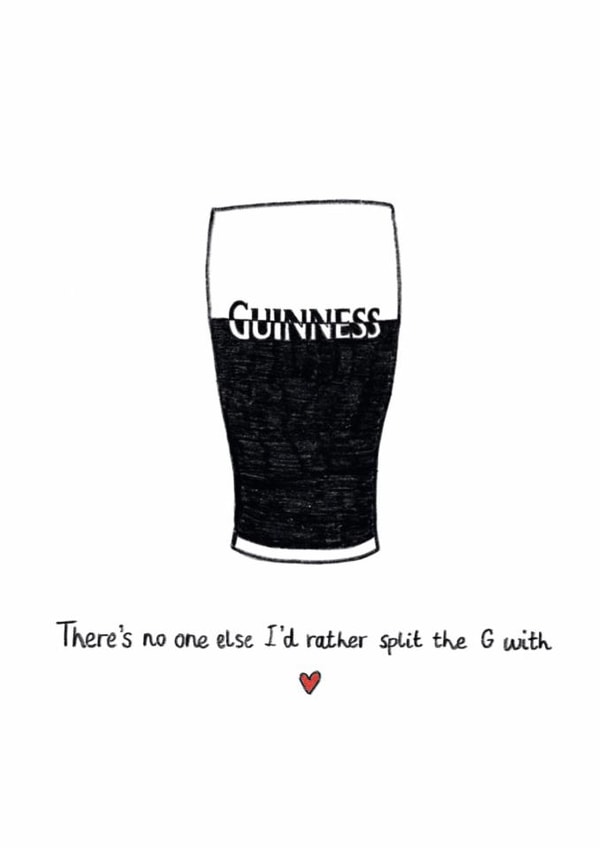 Cute Anniversary/Valentine's Day Card - Guinness - Split The G created by DoodleWads