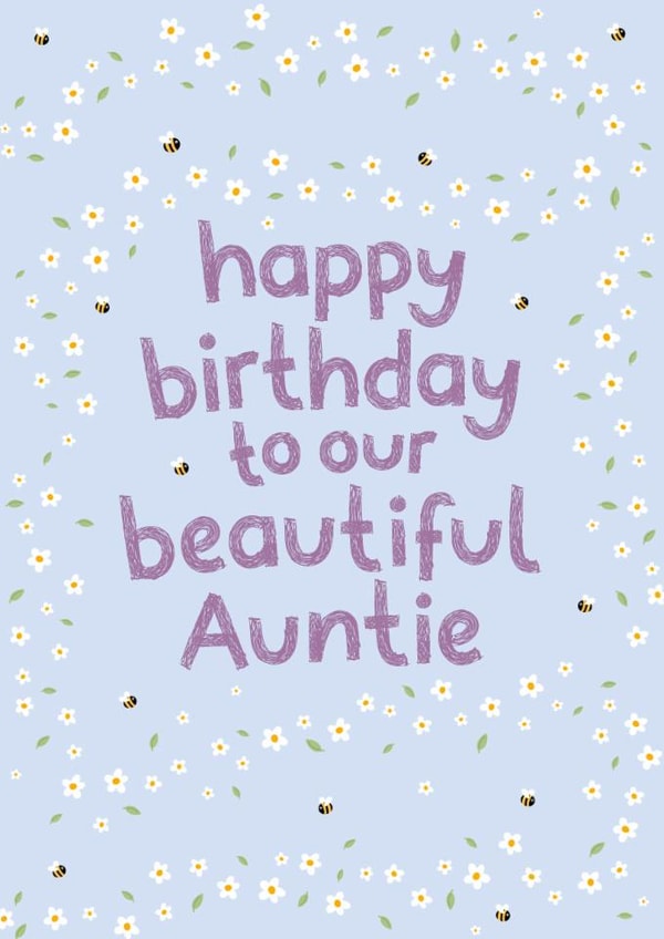 Pretty Birthday Card - Beautiful Auntie - Daisies created by Fliss Muir