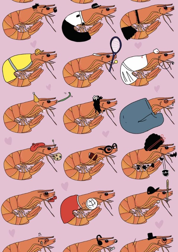 Funny Birthday Card - Shrimps - Hobbies created by Blessherlittleartoons by Amy