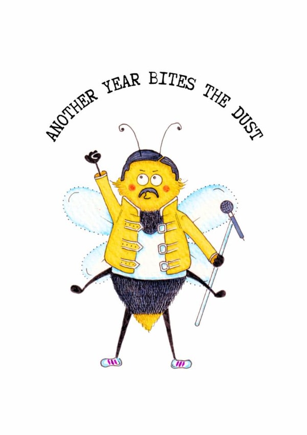 Cute Freddie Mercury Bee Birthday card created by CB Designs by Caroline