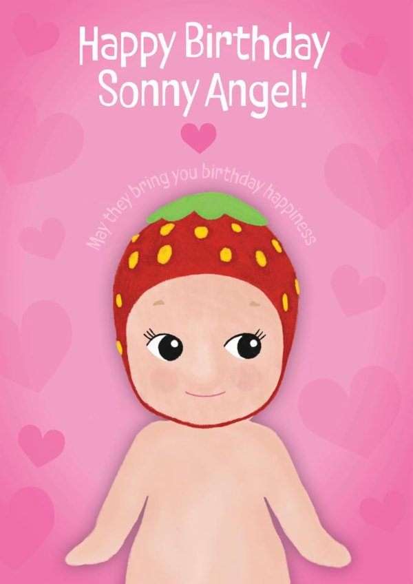 Cute Birthday Card - Sonny Angel - Strawberry created by Philippa Elizabeth Illustration