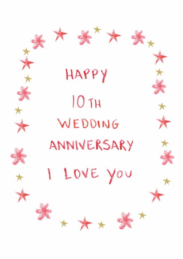 Classic Anniversary Card - 10th - I Love You created by HCD Illustration