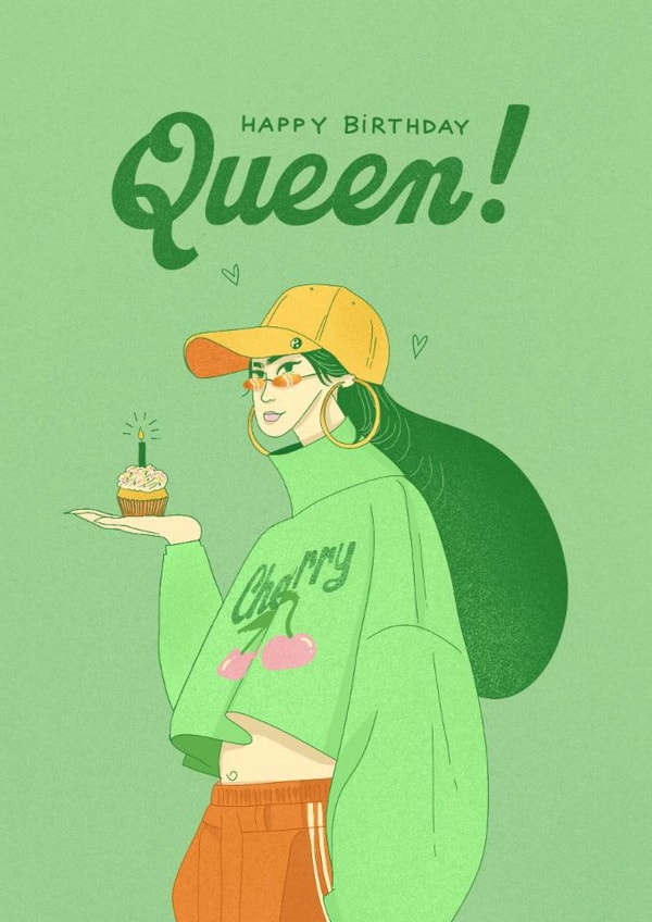 Pretty Birthday Card – For Her – Queen created by Kasia Cards