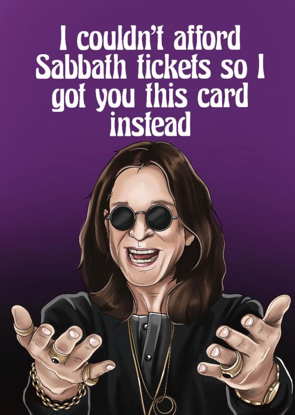 Fun Birthday Card - Ozzy Osbourne - Black Sabbath created by Maddie Doherty
