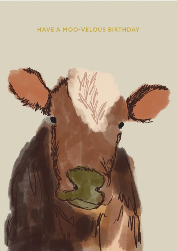 Cute Birthday Card - Cow - Moo-Velous created by Fiona Fawcett
