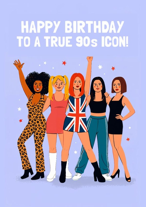 Spice Girls Birthday Card - True 90s Icon - Girl Power created by Mrs Best Paper Co.