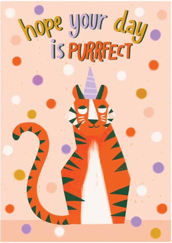Birthday Tiger Card – Hope Your Day Is PURRFECT – Cute for Kids or Friends created by Giulia Martinelli