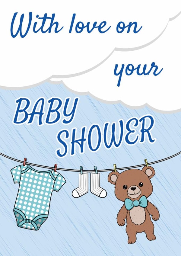 Cute Baby Shower Card - Baby Boy - Teddy Bear created by @Cupsie's Creations