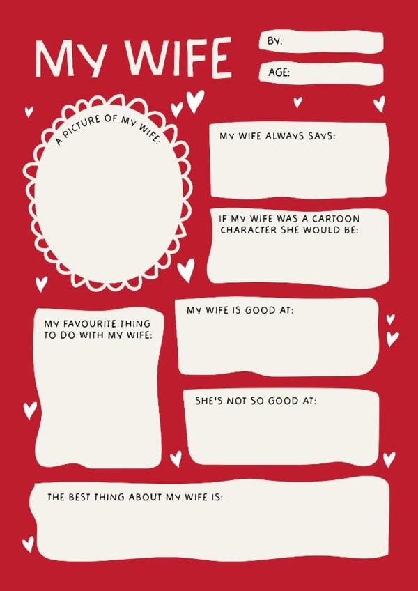 Funny Anniversary Card - For Wife - Interactive - Fill In The Blanks created by Puns and Needles