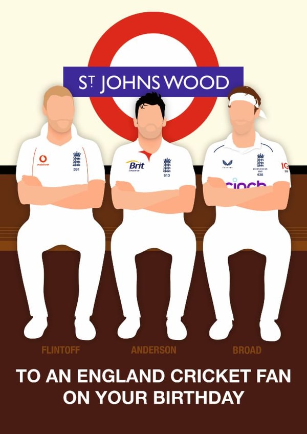 Fun Birthday Card - Cricket - St. Johns Wood - Flintoff created by Paul Jones