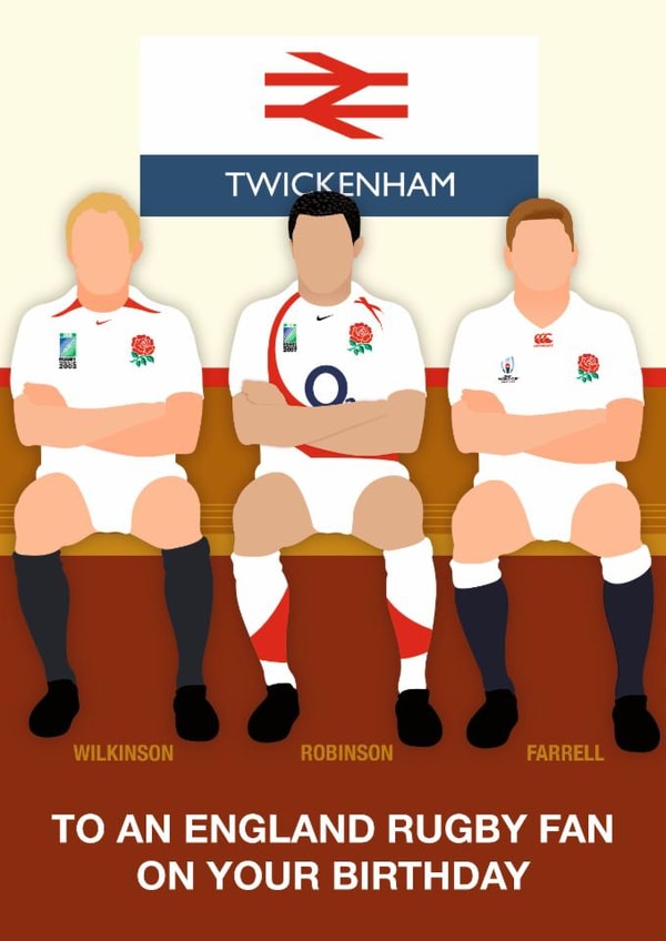 Fun Birthday Card - Twickenham - Rugby Players created by Paul Jones