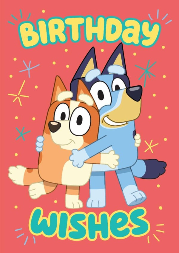 Cute Kids Birthday Card – Featuring Hugging Bluey & Bingo created by Danilo