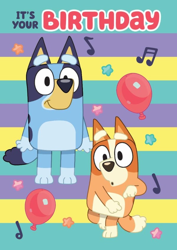 Cute Kids Birthday Card – Musical Fun with Bluey & Bingo created by Danilo