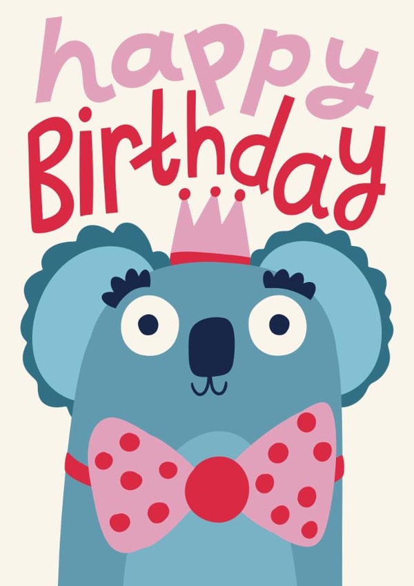 Cute Birthday Card - Party Koala created by Christine Cuddihy Illustration