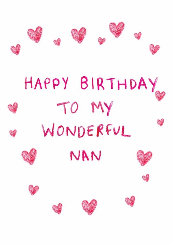 Classic Birthday Card - Wonderful Nan - Hearts created by HCD Illustration