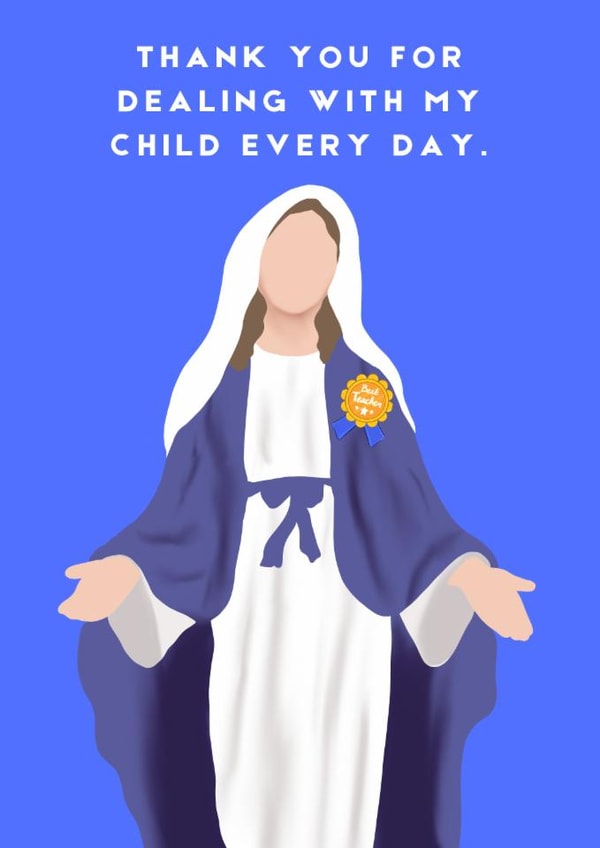Funny thank you card for teacher with the patience of a saint! created by Helen Taylor Photography & Design