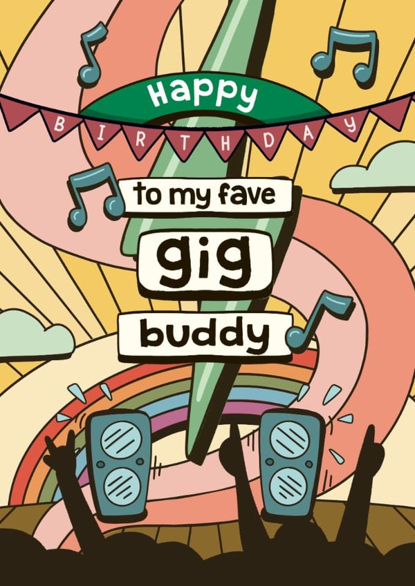 Classic Birthday Card - Favourite Gig Buddy created by Bev O'Connor || @oconnordesign