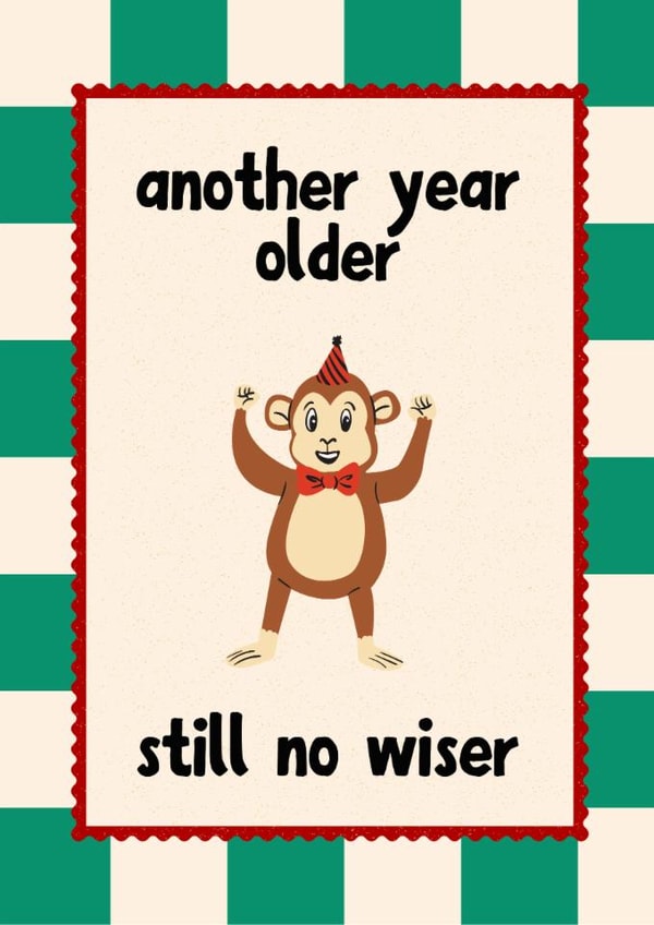 Cheeky Monkey Birthday Card - Fun Birthday card for him created by thelittleone