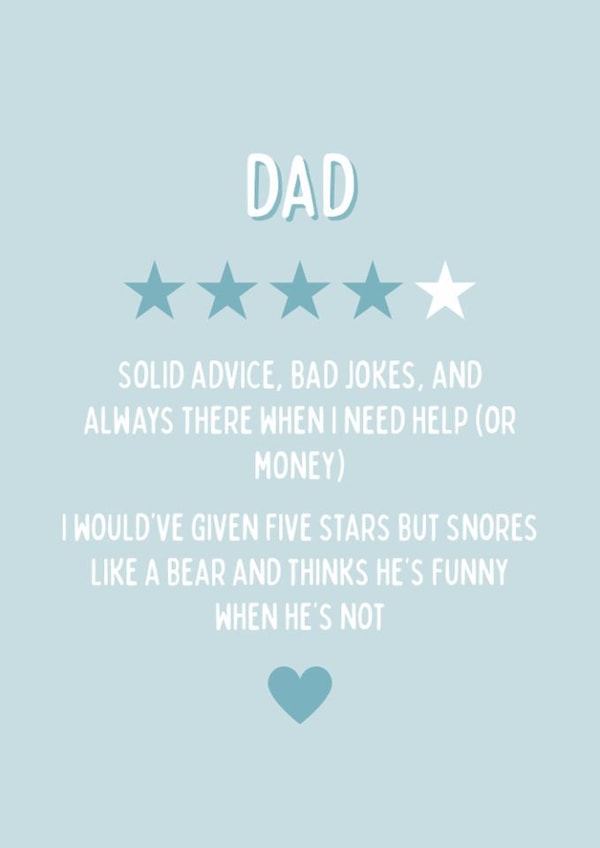 Funny Birthday Card - For Dad - Star Rating created by Blush Boulevard