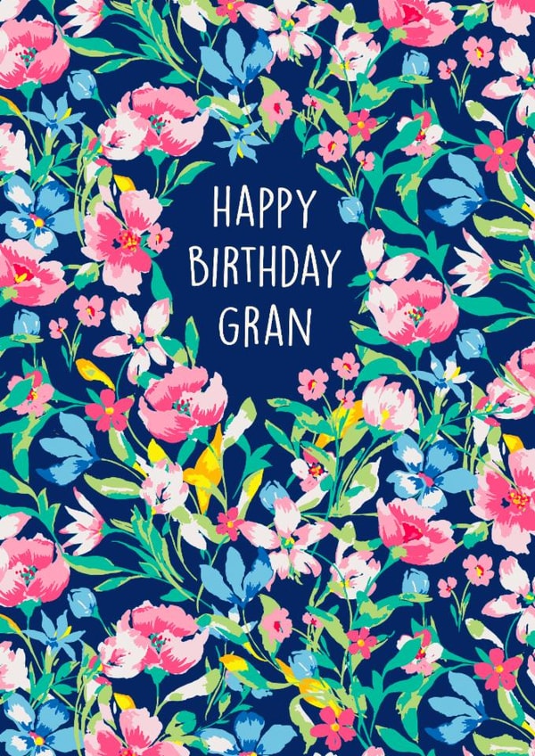 Pretty Birthday Card - For Gran - Flowers created by Poppy & Mabel