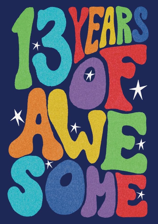 Classic Birthday Card - 13th - Awesome created by Rebecca McConnachie