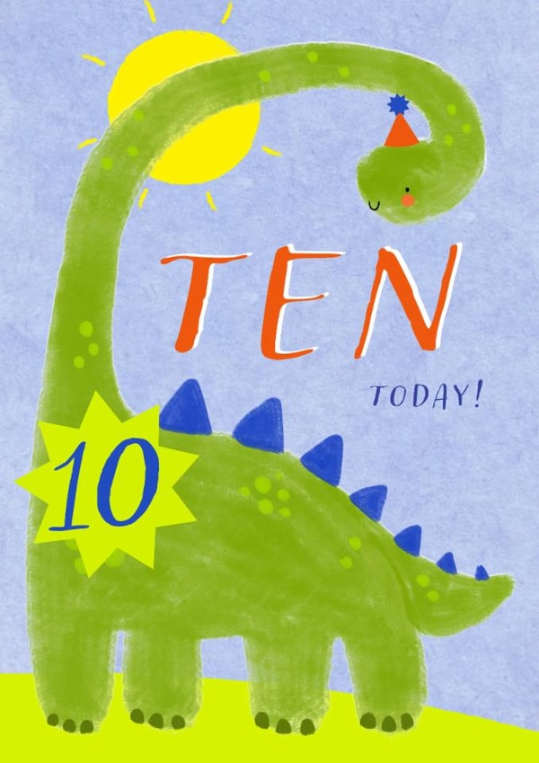 Cute Birthday Card - 10th - Dinosaur created by Juniper and Rose Studio