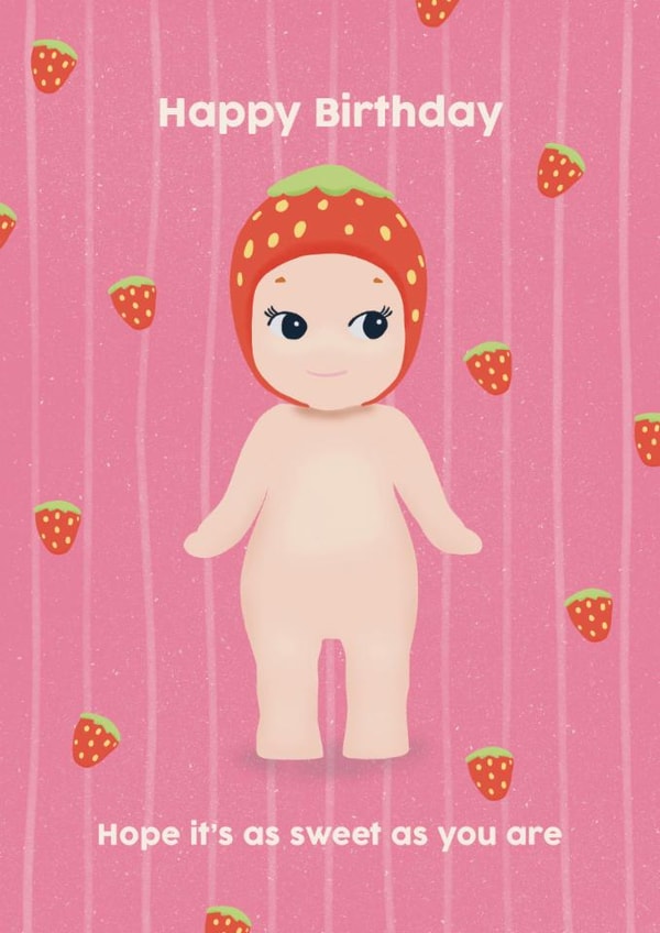 Cute Birthday Card - Sonny Angel - Strawberry created by Sweetlove Press