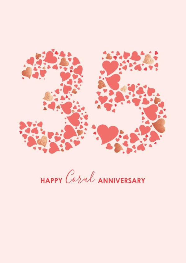 Traditional Anniversary Card - 35th - Coral created by mrs L cards