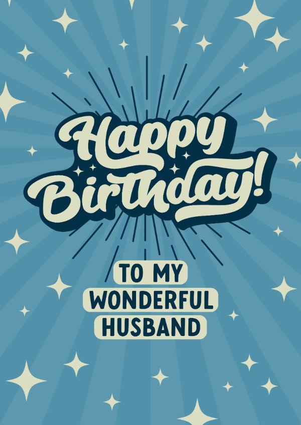 Classic Birthday Card - Wonderful Husband - Stars created by Evie Garnett Designs