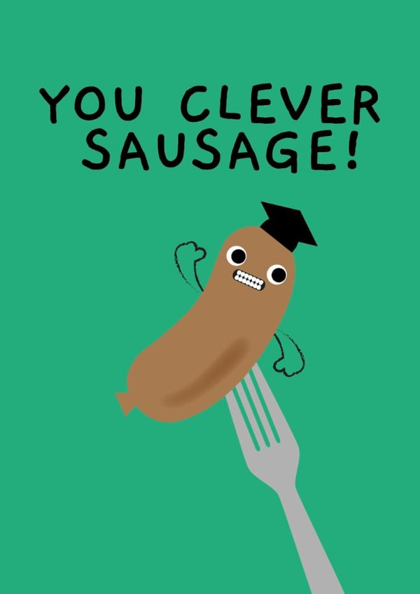 Cute Graduation Card - Clever Sausage - Fork created by Pango Productions