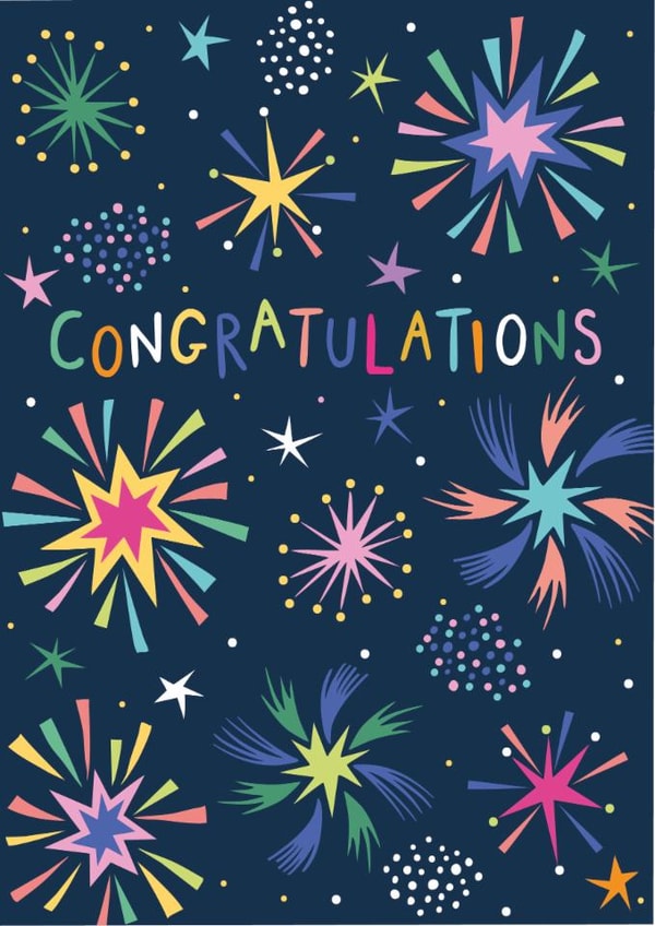 Classic Congratulations Card - Colourful Fireworks created by Pablo and Pickle Studio