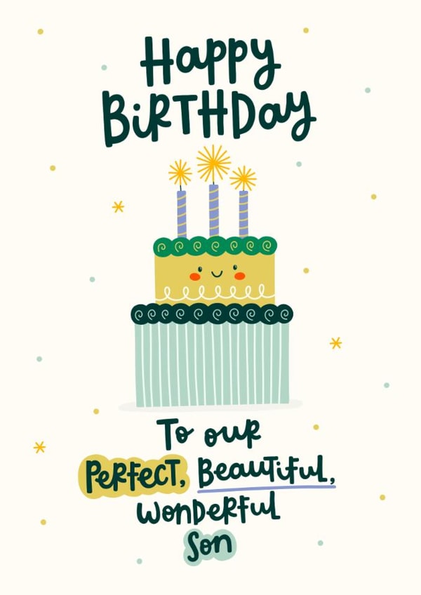 Cute Birthday Card - Wonderful Son - Cake created by Abbie Imagine