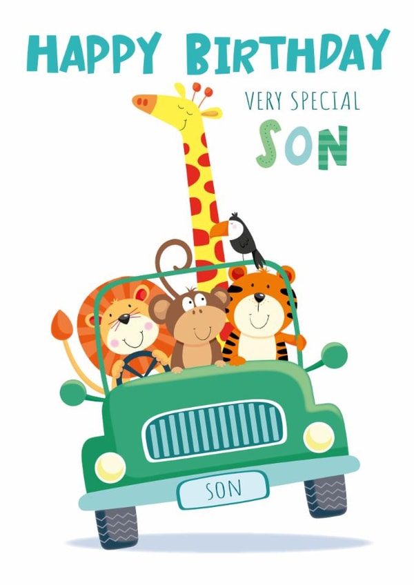 Cute Birthday Card - For Son - Animals created by Sarah Pitt