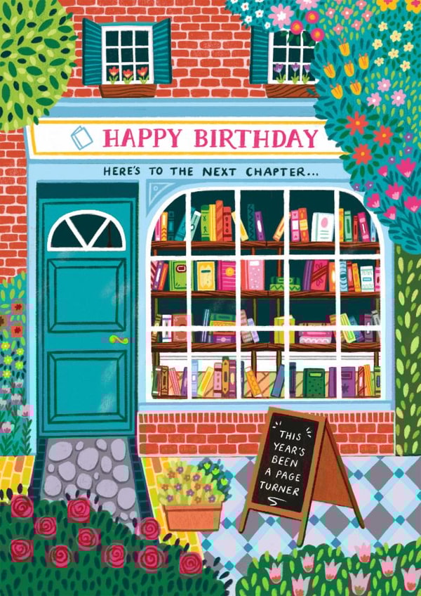 Pretty Book Birthday Card - For Her - Floral - For Book Lover - Books created by Pear Tree Press