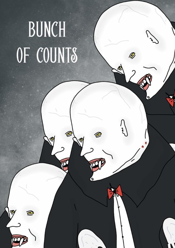 Funny Birthday Card - Bunch Of Counts - Vampires created by Blessherlittleartoons by Amy