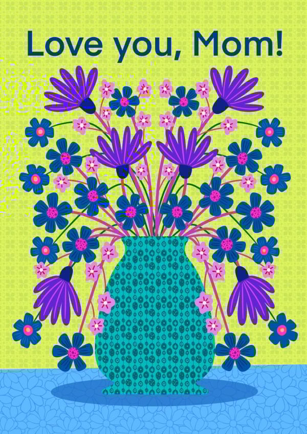 Bold Floral Bouquet Love You Mom Card for Every Occasion created by Regina Moore