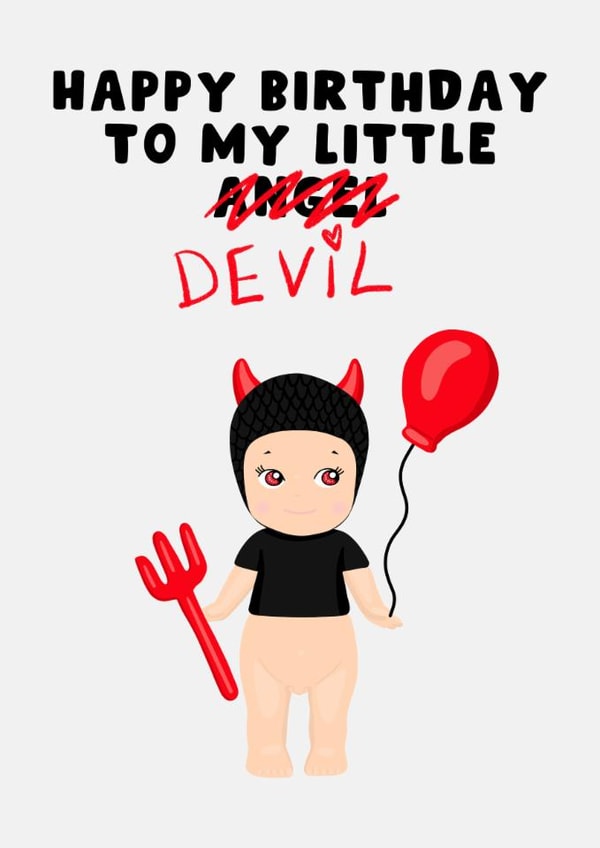 Cute Birthday Card - Sonny Angel - My Little Angel/Devil created by Pink Peach Cards
