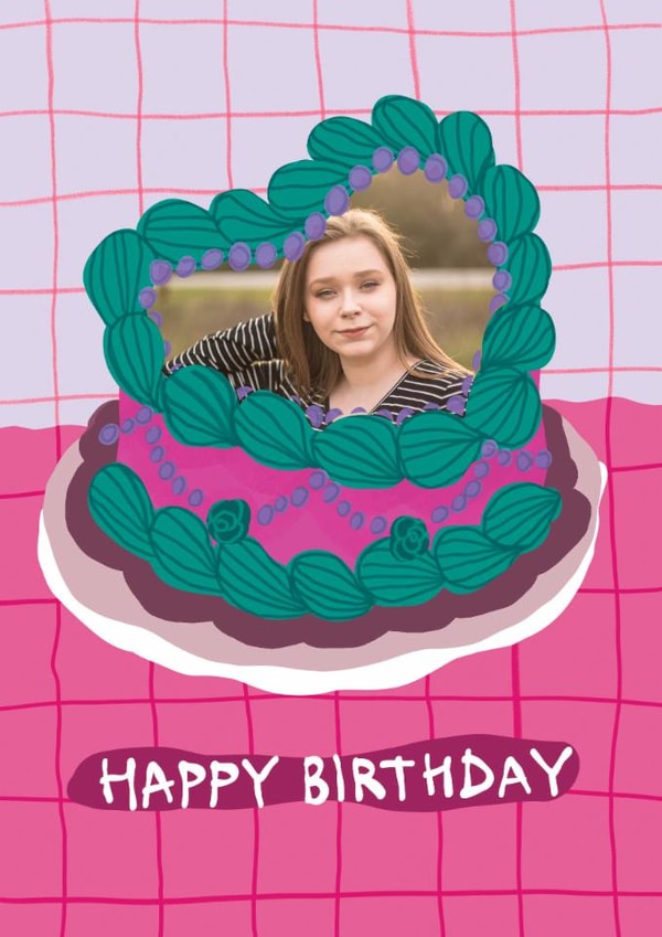 Fun Birthday Card - Cake - Heart - For Her created by The Playful Indian