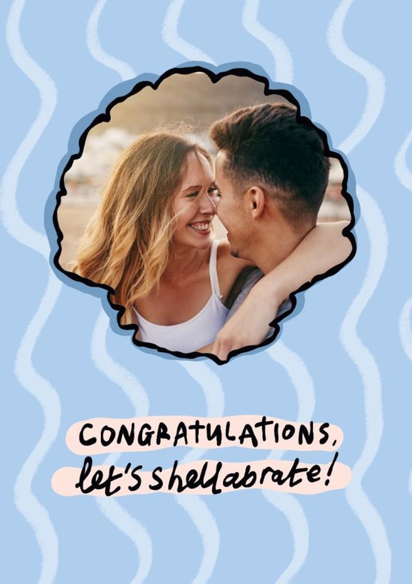 Cute Congratulations Card - Let's Shellebrate - Shell created by The Playful Indian