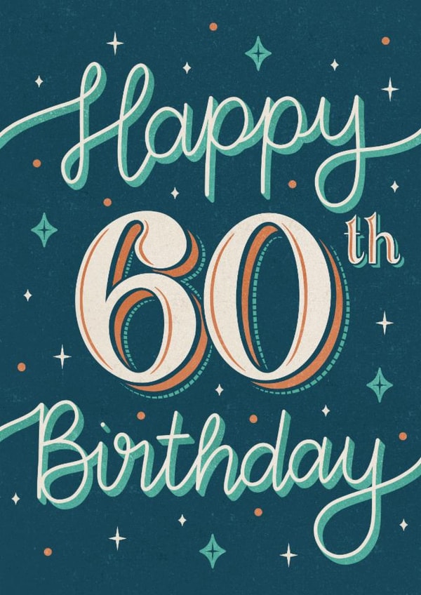 Classic Birthday Card - 60th - Stars created by Alice Griffiths Illustration