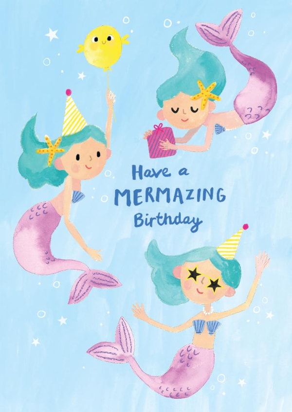 Cute Birthday Card - For Her - Mermaids - Have A Mermazing Birthday created by Holly Fox