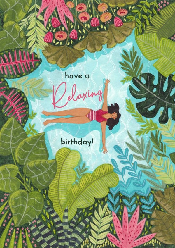 Pretty Birthday Card - For Her - Swimming - Relaxing created by Caroline Bonne Müller