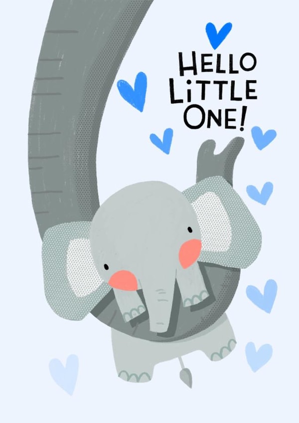 Cute New Baby Card - Elephant - Baby Boy created by Nicola Watson