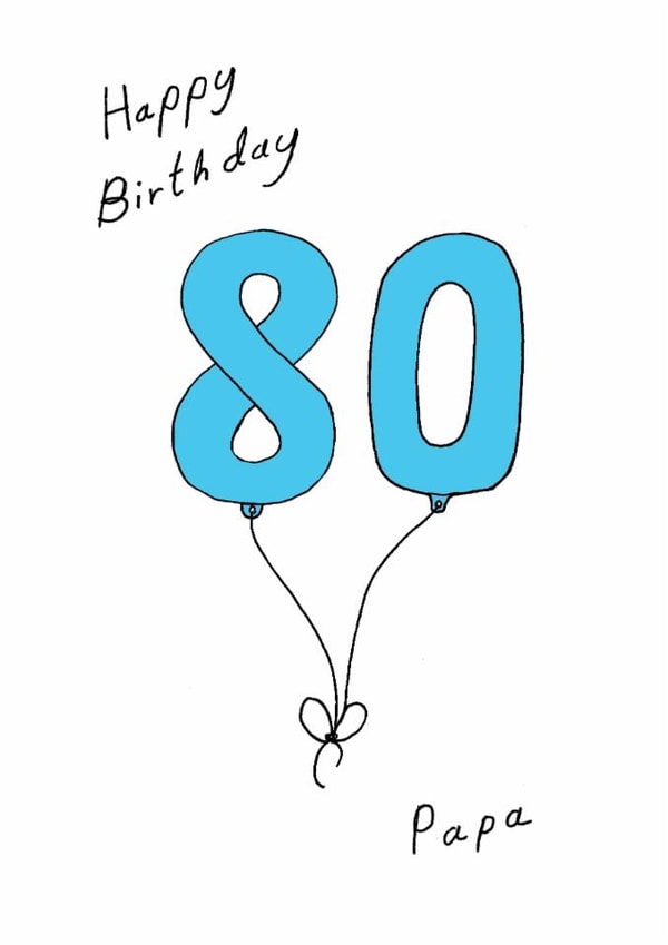 Classic 80th Birthday Card - For Papa - Balloons created by A Ray of Sunshine Cards