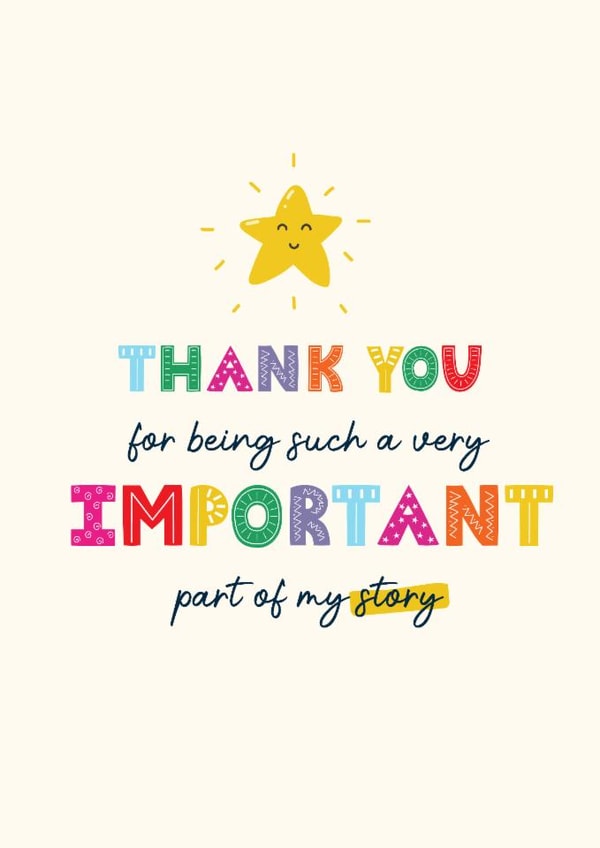 Cute Thank You Card - Important Part Of My Story created by Artsy Gift Co